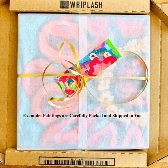 Original Painting Abstract Collectible Yellow Tulips Stems Water 10"x10" Canvas - Picture 11 of 11